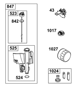 Lubrication Group Diagram and Parts List for 31S977-0008-B5 200000 - 399999 Briggs and Stratton Engine